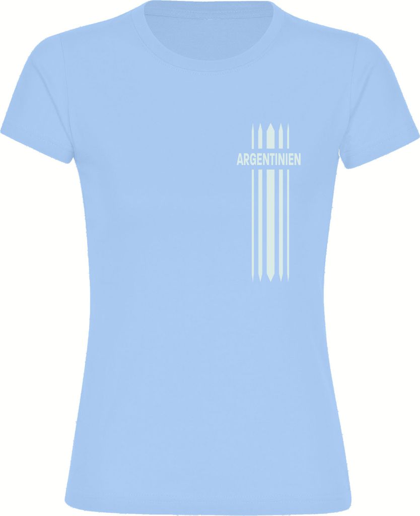 multifanshop Damen T-Shirt - Argentinien - Streifen, hellblau, Größe XXL