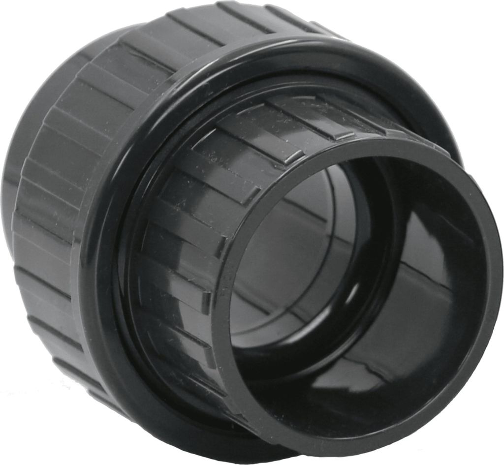 HAF 1x PVC Fittings Verschraubung mit 40mm | Klebemuffe x Klebemuffe | Adapter aus grauem PVC-U | PN16 für Rohr, Poolverrohrung, Rohrleitung & Teich