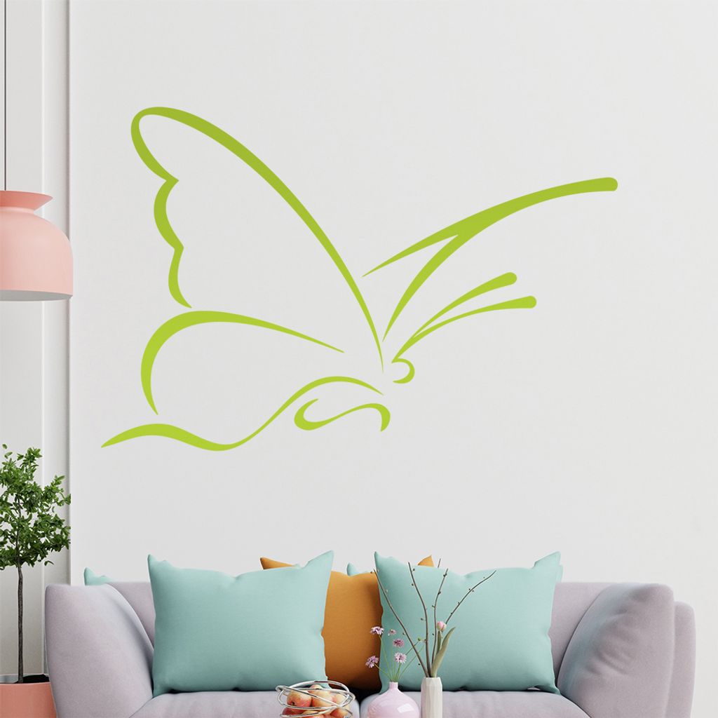 Schmetterling Linien Wandtattoo in 6 Größen - Wandaufkleber Wall Sticker - Dekoration, Küche, Wohnzimmer, Schlafzimmer, Badezimmer