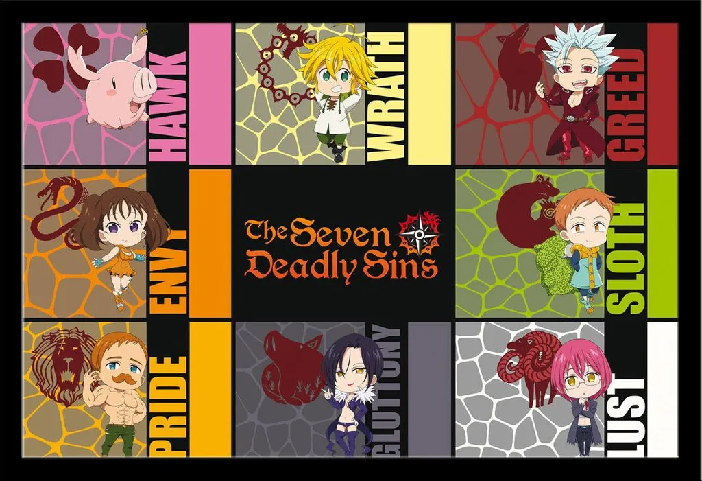 Affiche Seven Deadly Sins Chibi Encadrée : Fini les Posters Abîmés !
