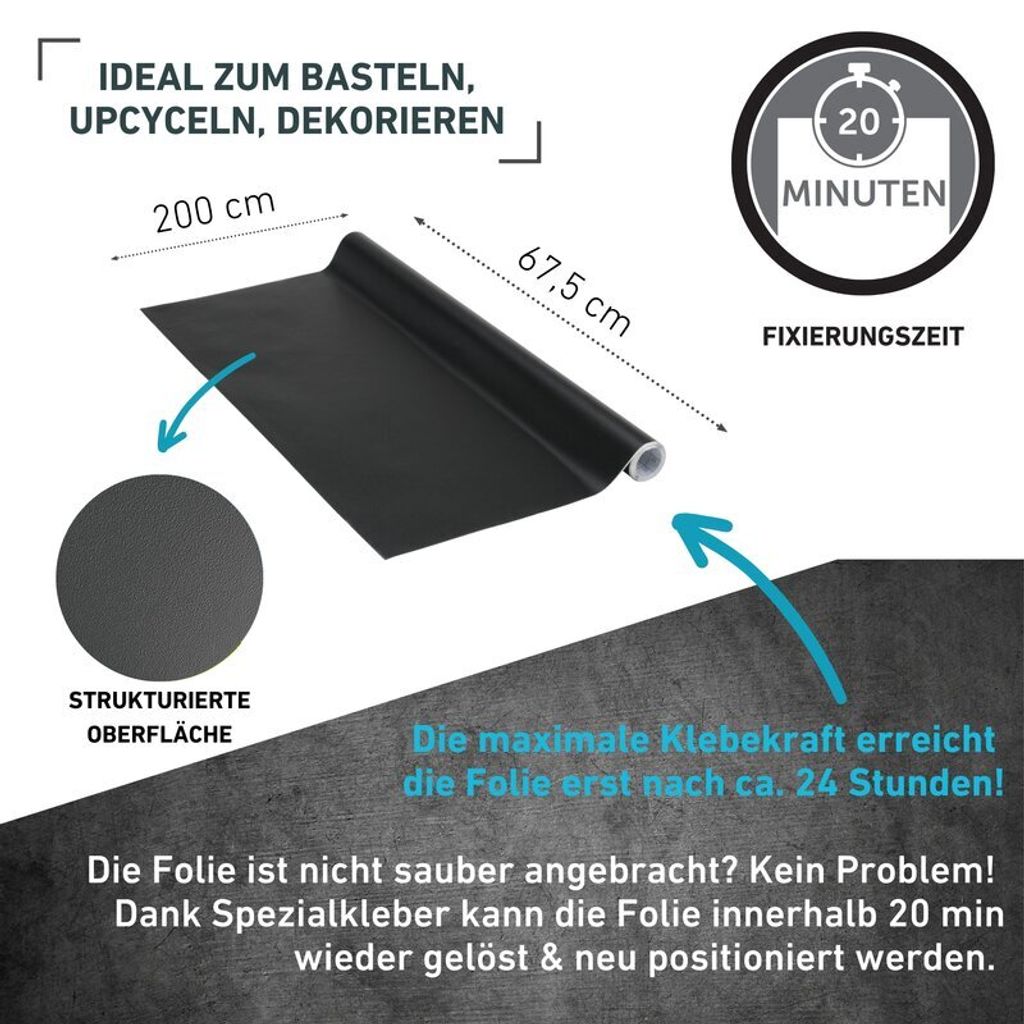 Klebefolie Unimatt schwarz - 67,5x200cm Produktbild 
