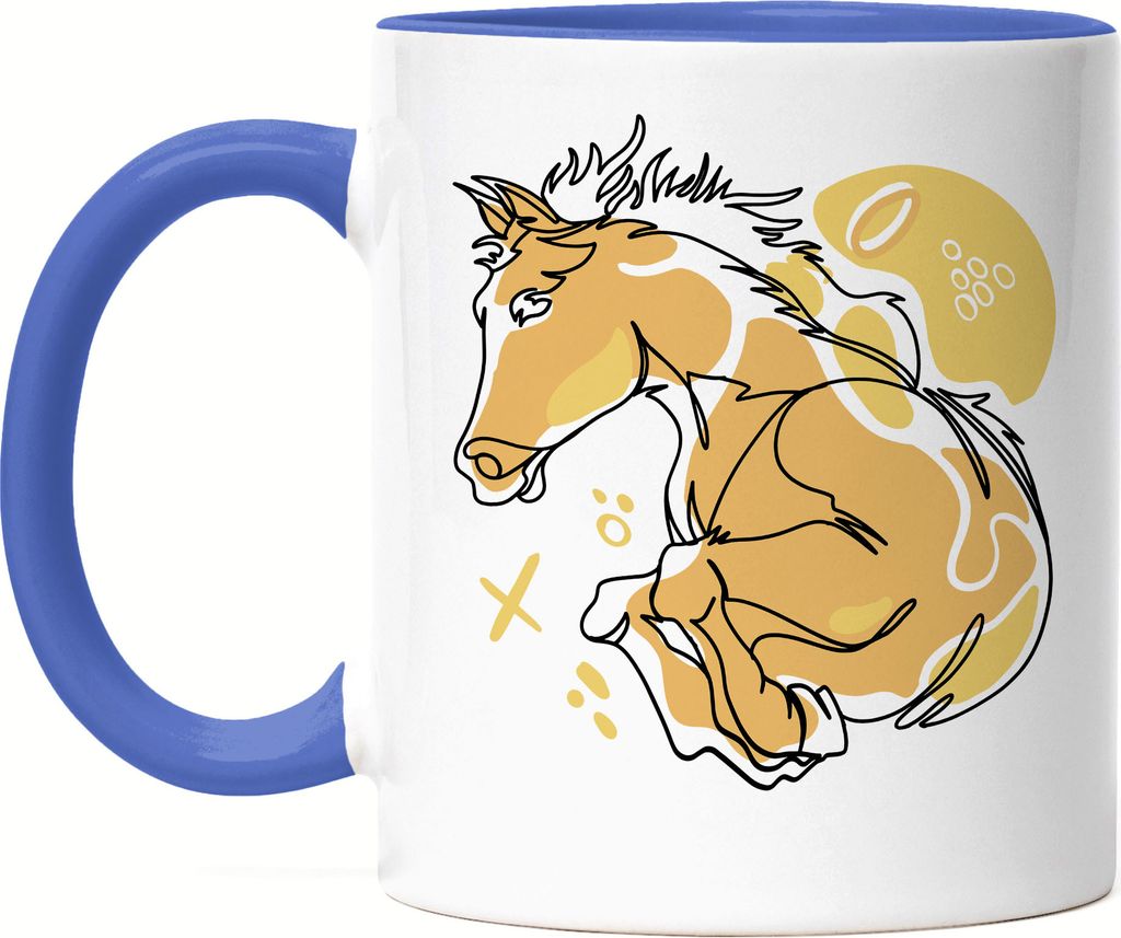 Pferd Tasse Blau Hengst Pferdekopf Reiten Hobbie Pferdeflüsterer Ausritt Pferdeliebhaber Reiterin