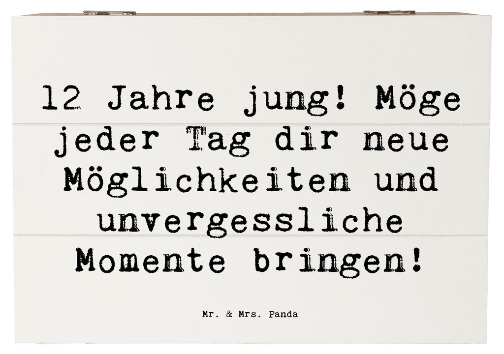 Mr. & Mrs. Panda Erinnerungsbox Spruch 12. Geburtstag 22 x 15 cm - Weiß - Geschenk, Alter, Meilenstein, handgefertigte Geschenke, fotobox, Truhe, ...