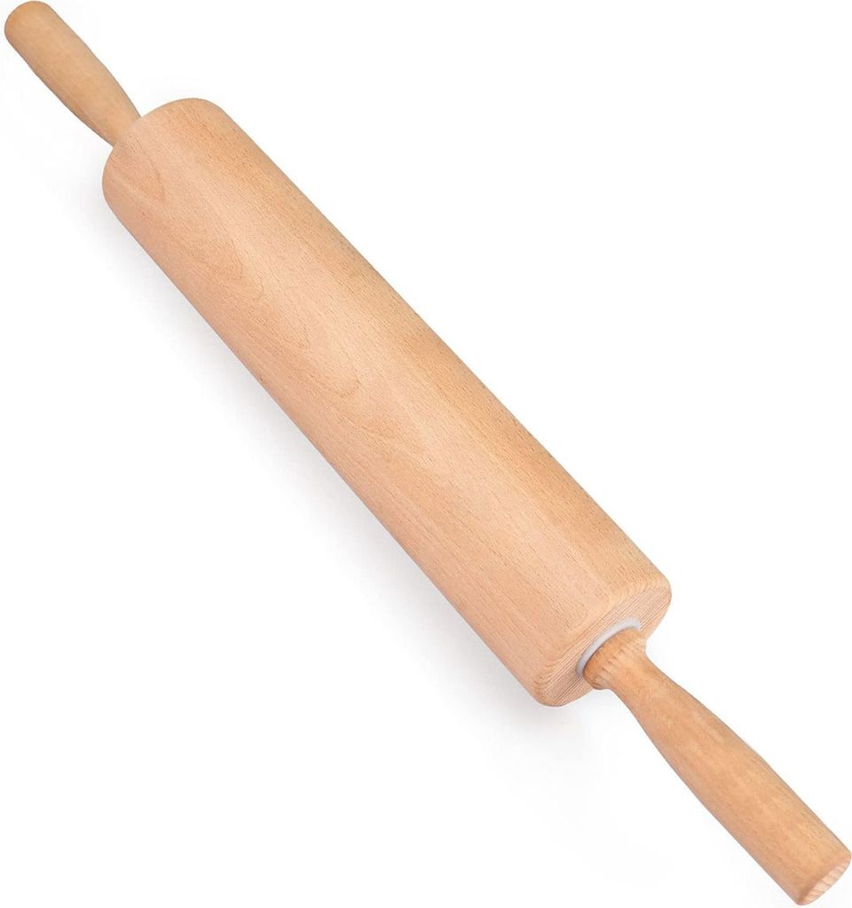 Klassisches Nudelholz zum Backen 45,72 cm lang - Gifbera Buchenteigrolle mit Nadelrolle und Griff für Brot und Gebäck