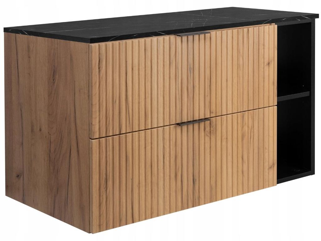 Rodan | Waschbeckenunterschrank Braun 80 cm - Tischplatte Produktbild 