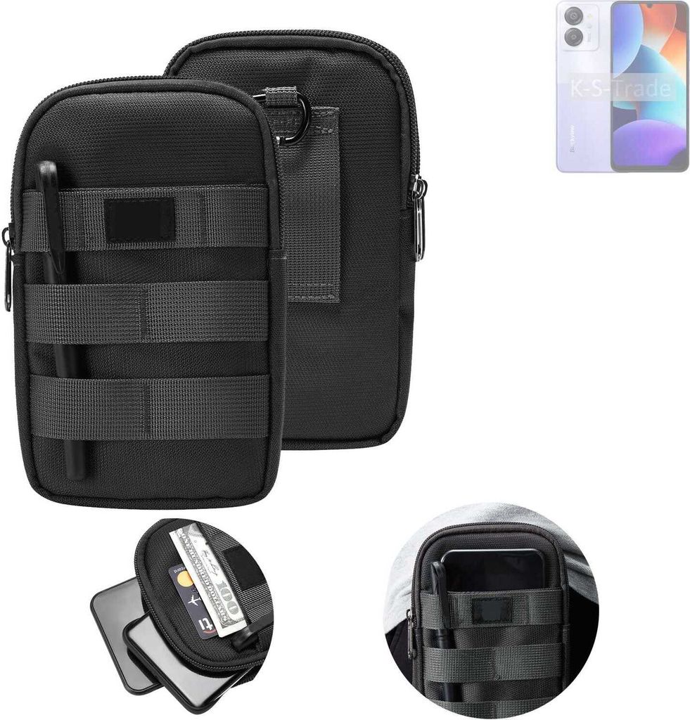 K-S-Trade Holster Gürtel Tasche kompatibel mit Blackview Color 8 Handy Tasche Schutz Hülle dunkel-grau viele Fächer, 1x