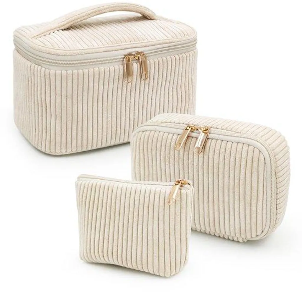 Lot de 3 trousses de maquillage pour femme, format voyage et quotidien
