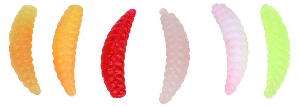 Mini-Größe Wurm Larve Grub Form Angeln Soft Bait Lure Tackle Tools 100-teiliges Set