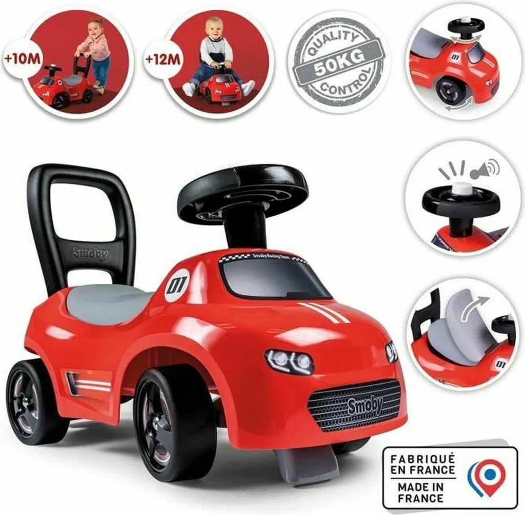Tricycle évolutif 2 en 1 Smoby Noir et Rouge avec benne basculante