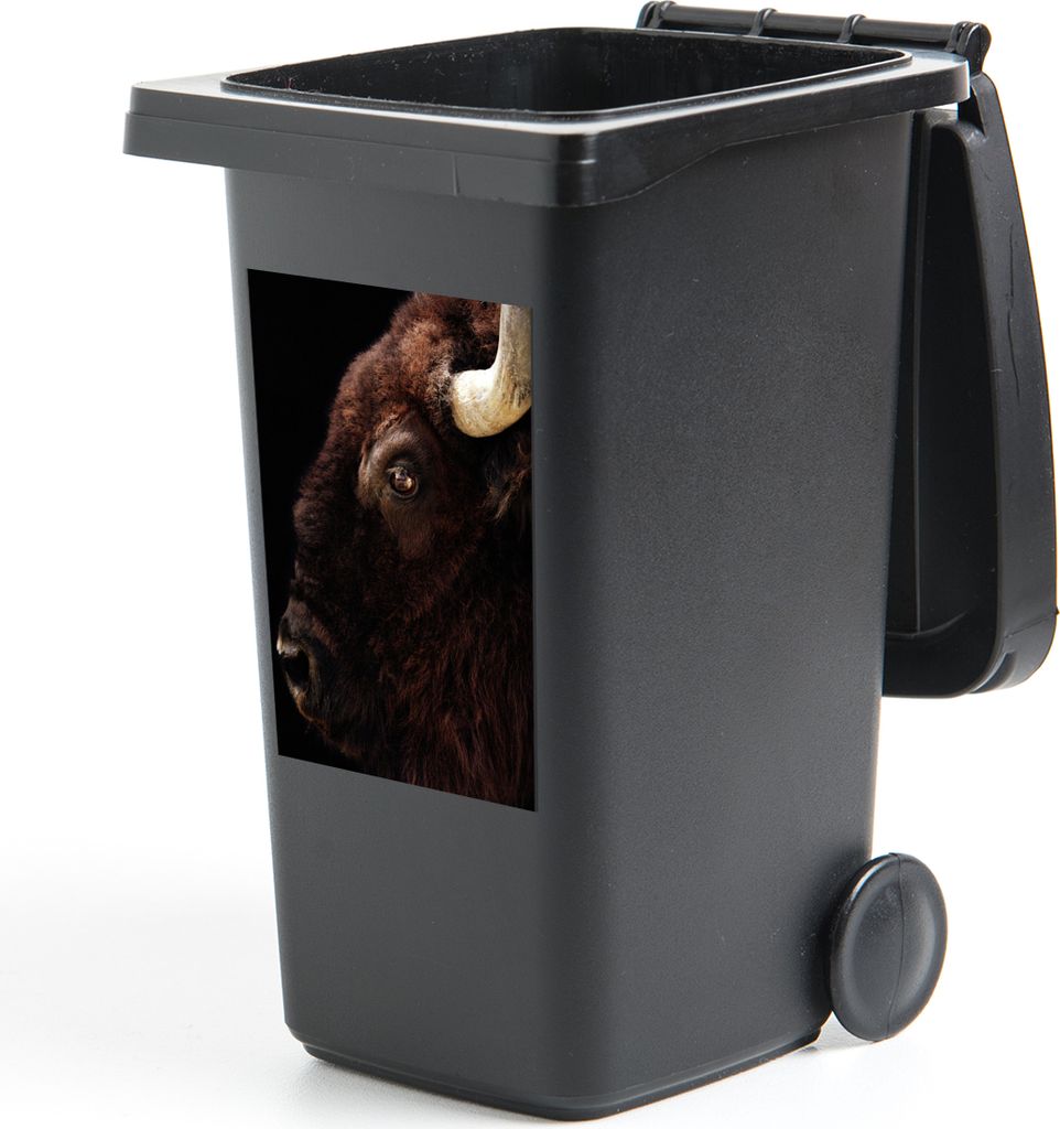 MuchoWow Mülltonnenaufkleber Bison - Horn - Porträt 40x60 cm