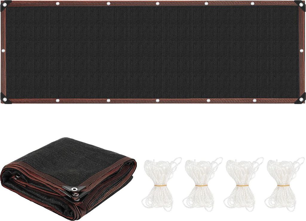 Faziango Schattiernetz 200x600 cm – UV-beständiges Sonnenschutznetz aus HDPE für Balkon, Terrasse & Garten schwarz