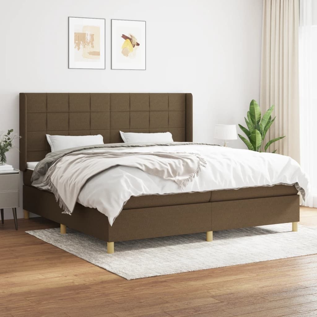 Cloris Designermöbel Boxspringbett mit Matratze Dunkelbraun 200x200 cm Stoff 2024 Neu