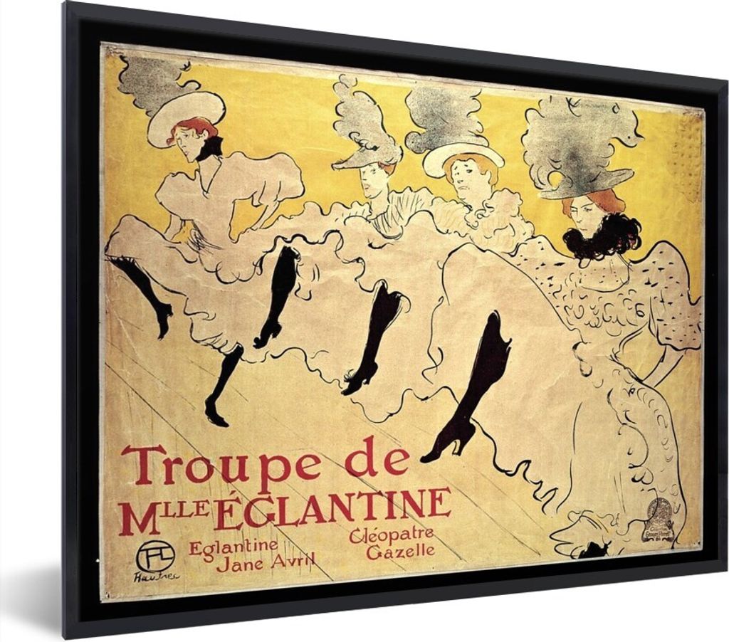 MuchoWow Gerahmtes Poster Die Truppe von Mademoiselle Eglantine - Gemälde von Henri de Toulouse-Lautrec 40x30 cm - Poster mit Schwarzem Bilderra...