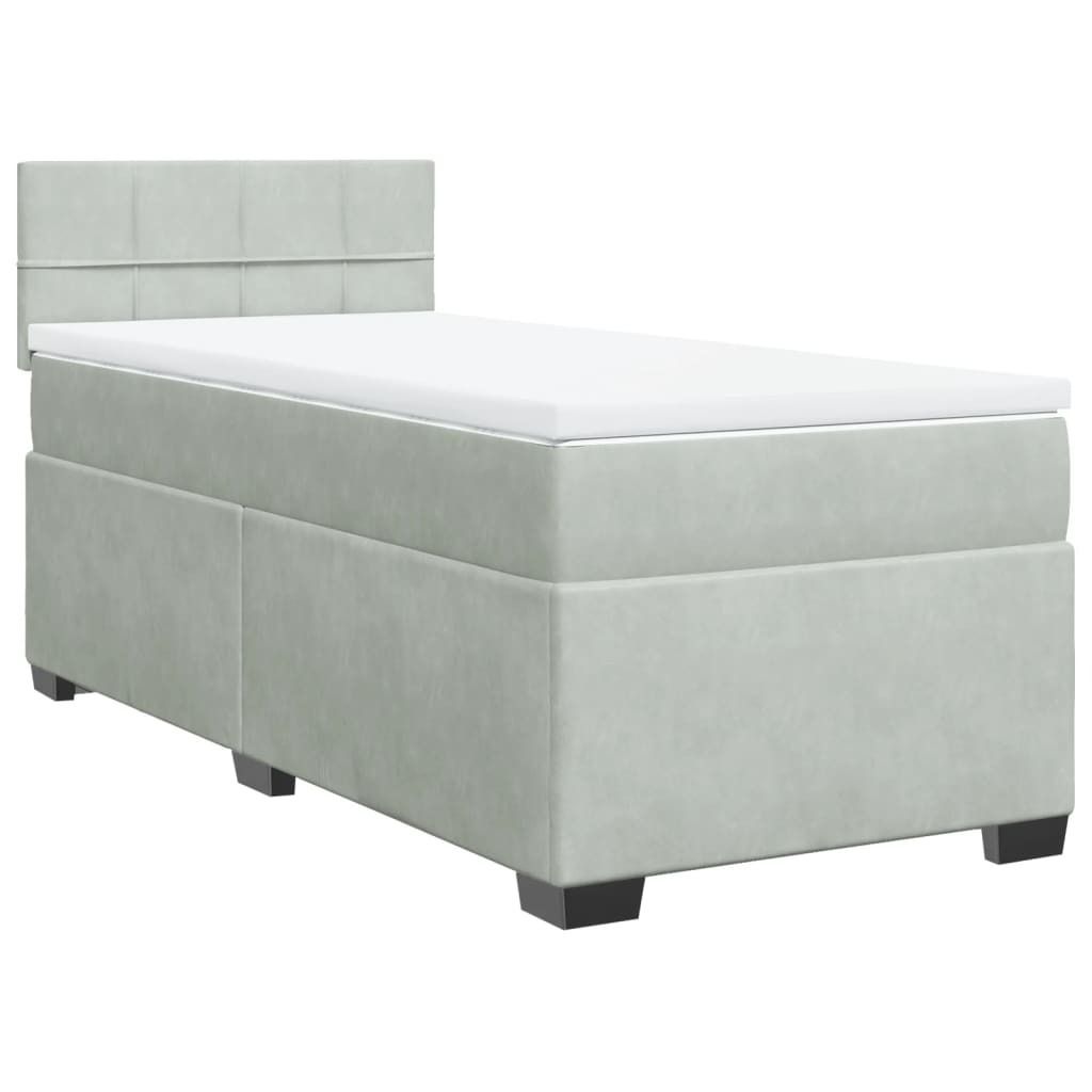 Boxspringbett mit Matratze Hellgrau 90x190 cm Samt Produktbild 