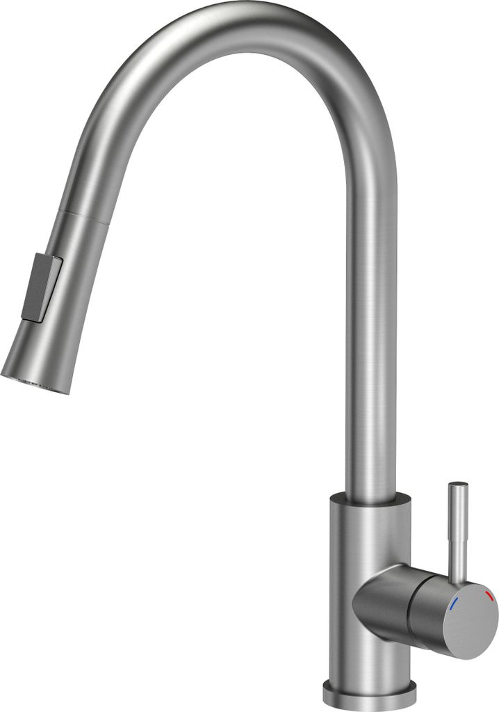 VBChome Spültischarmatur Inox Spültischbatterie abnehmbarer Auslauf Ausziehbar Edelstahl Gebürstet 2 Leistungsstufen 360°drehbar U- Form Wasser...