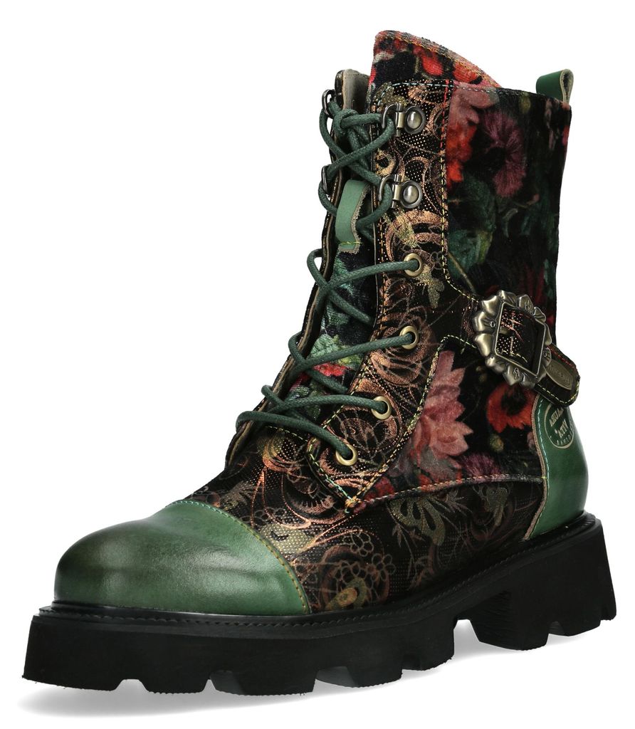 Laura Vita Damen Stiefelette Leder Floralaufdruck Produktbild 