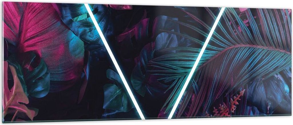 Bilder auf glas - Einteilig - Leuchtend Dreieck Blätter - 140x50cm - Glasbilder - Wandbilder - Bilder - Wanddekoration aus Glas - Glas Bilder - Wa...