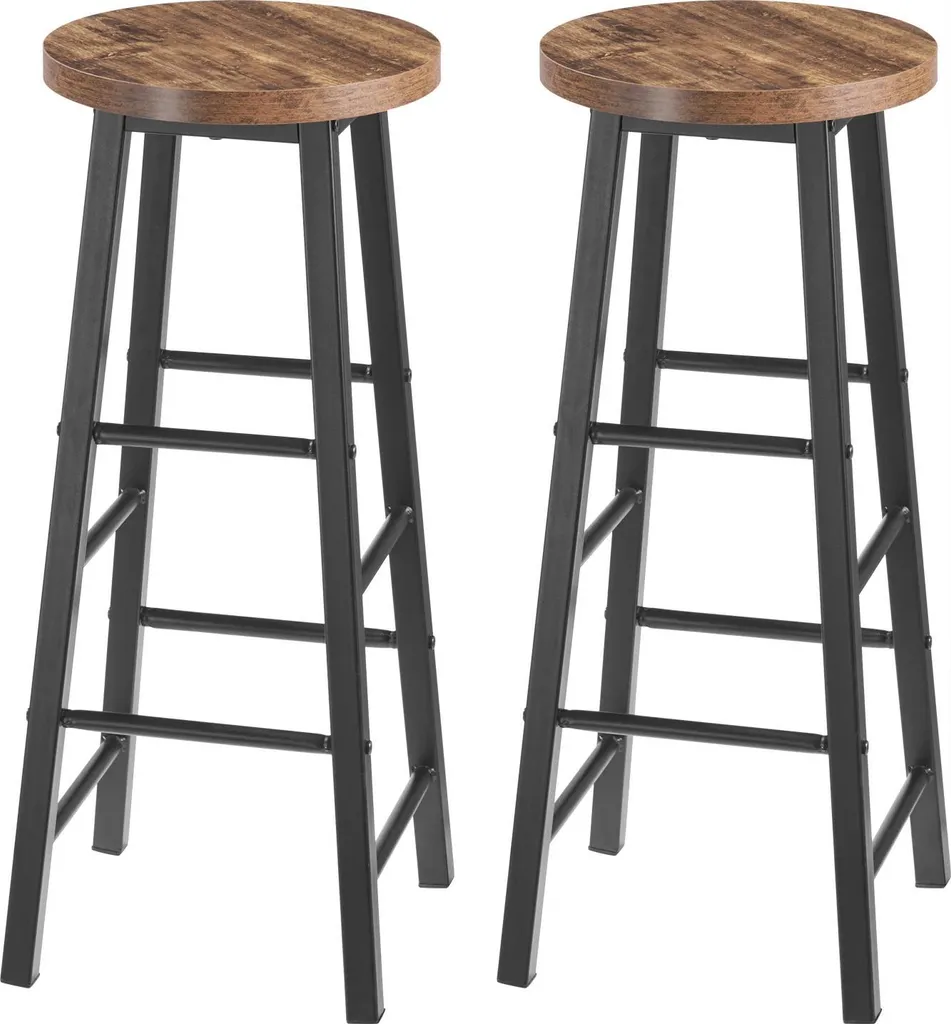 Tabouret de Bar avec Assise MDF 25 mm et Pied Inox - Lot de 2 Tabourets
