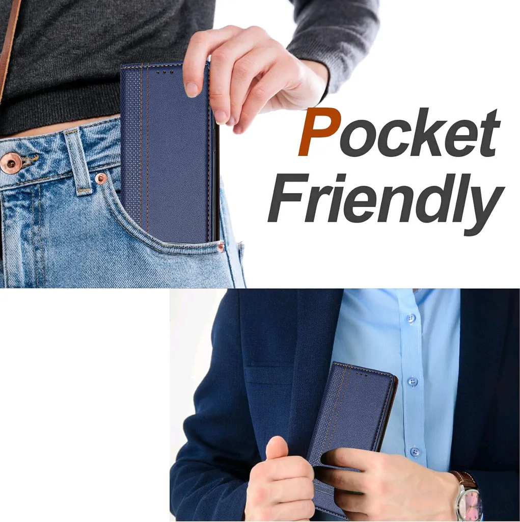 Cover a Libro Moto G42 Blu - Custodia Professionale in Pelle con Stand - 5