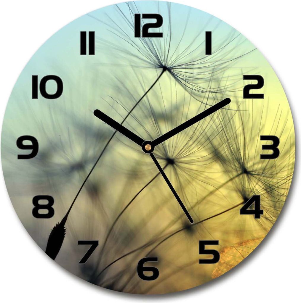 Wanduhr aus Glas 30fi Glasbild Glasuhr Gehärtetes Glas - schwarze-zeiger - Dandelion seeds