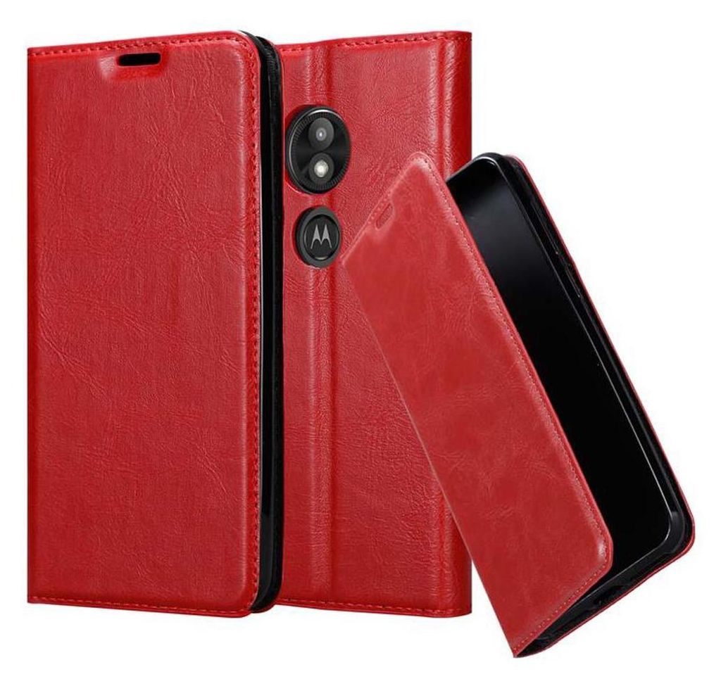 Cadorabo Hülle für Motorola MOTO E5 PLAY Schutz Hülle in Rot Handyhülle Etui Case Cover Magnetverschluss