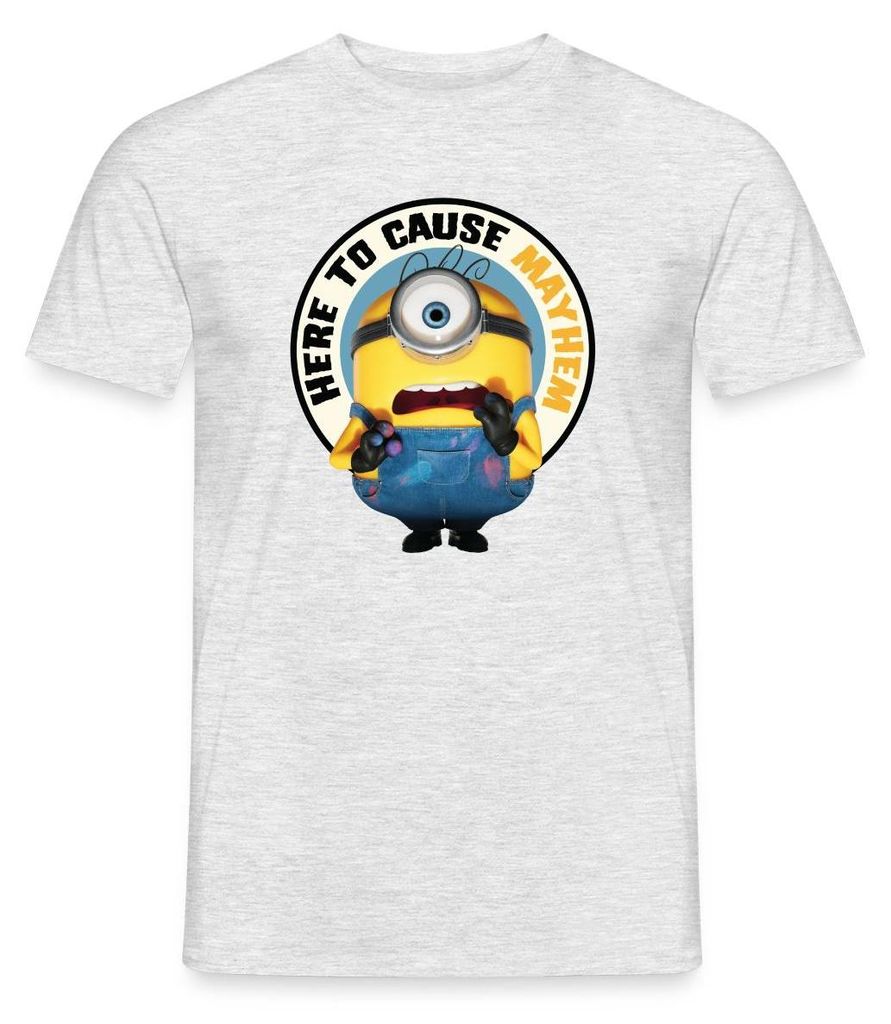 Spreadshirt Minions Spruch Hier Um Chaos Zu Verursachen Männer T-Shirt, 3XL, Grau meliert