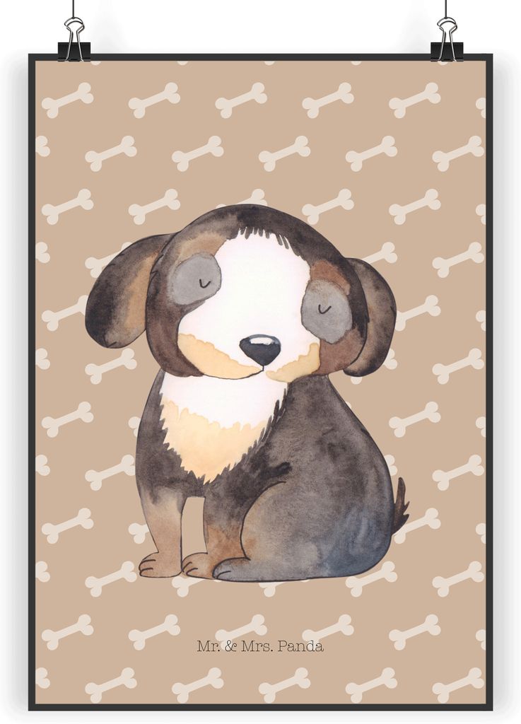 Mr. & Mrs. Panda Bild Hund Entspannen DIN A4 - Hundeglück - Geschenk, kunstposter, Sprüche, Niedlich, Deko, Süß, wanddeko, drucke, Liebe, Entsp...