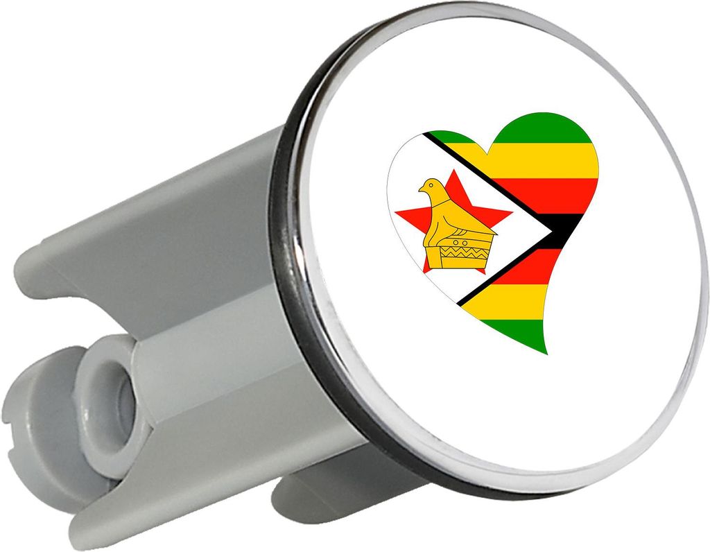 Huuraa Waschbeckenstöpsel Simbabwe Flagge Herz 4cm höhenverstellbar Abflussstopfen Geschenkidee
