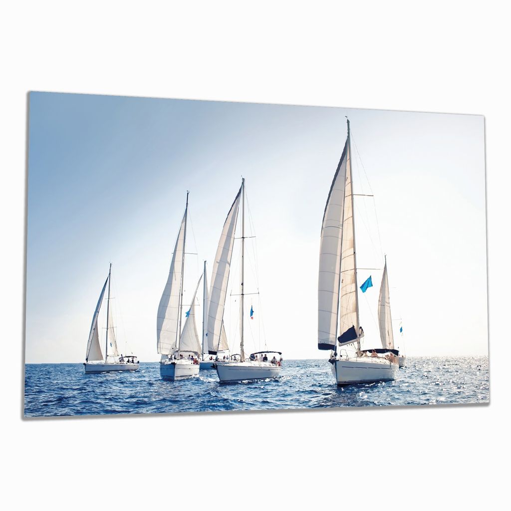 Wallario Herdabdeckplatte aus Glas, Größe 80 x 52 cm 1-teilig, Motiv Segelschiff auf dem Meer