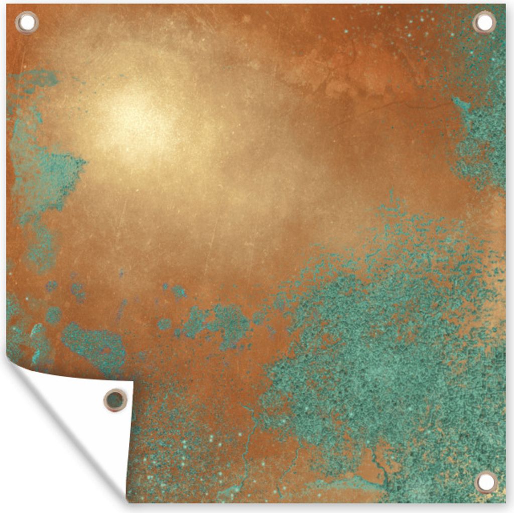 MuchoWow 100x100 cm Outdoor-Poster Gartendeko Sichtschutz Garten Poster für den Garten Bronze - Rost - Blau