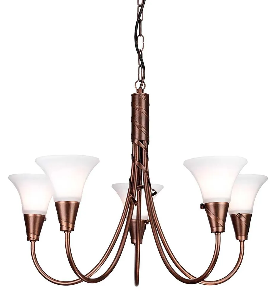 Emily Lampe à suspendre cuivre et verre - Lustre élégant 5 ampoules