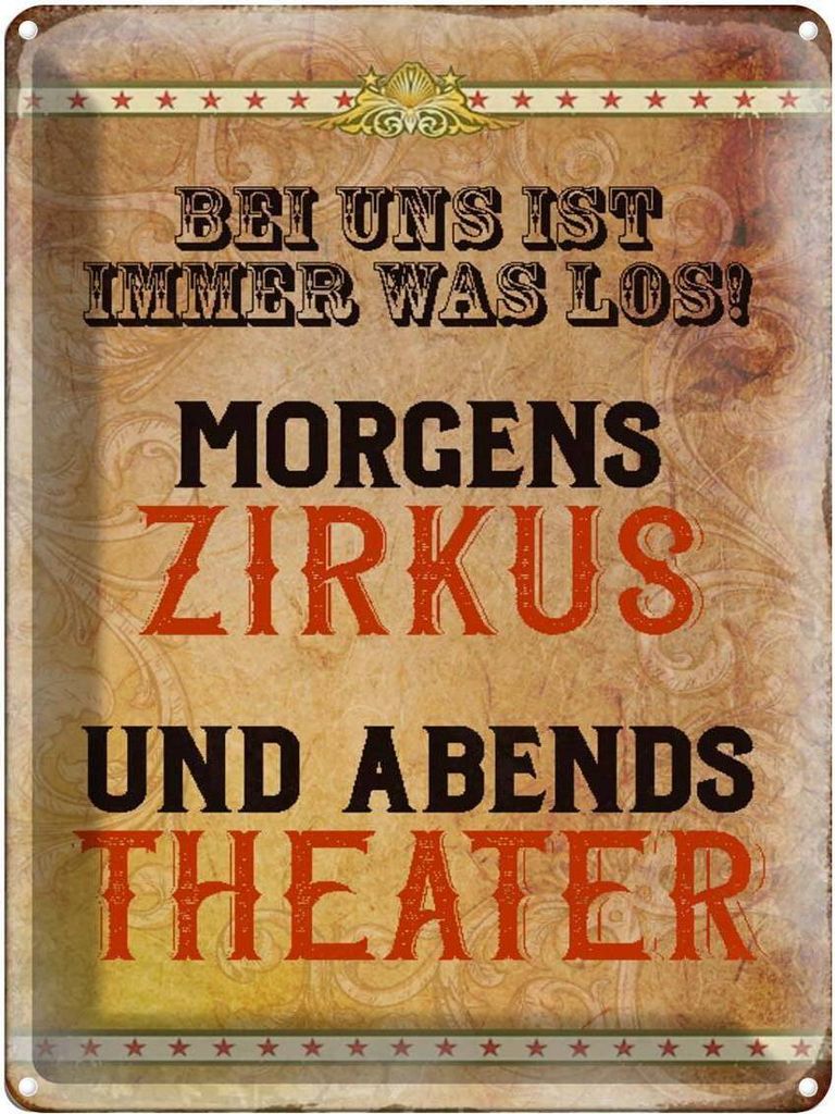 vianmo Blechschild 40x30 cm bei uns ist immer was los Zirkus Spruch Zitat