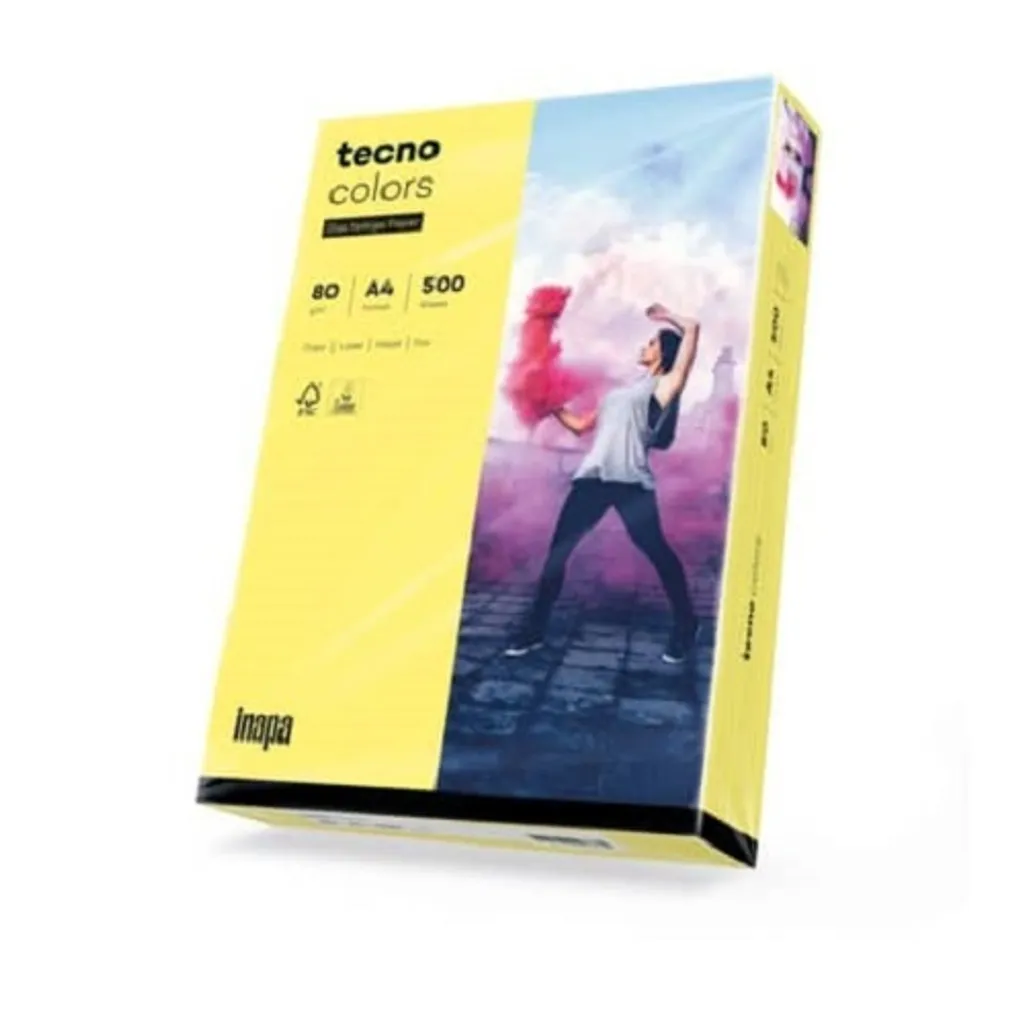 Papier couleur A4 pour organisation bureau Inapa jaune moyen 500 flls