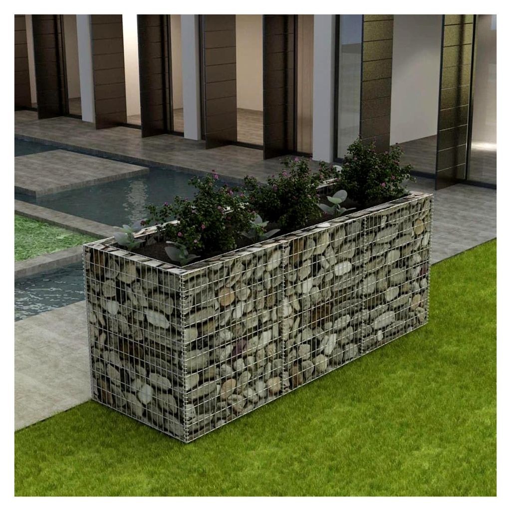 Gabion Hochbeet aus Stahl 270x90x100 cm