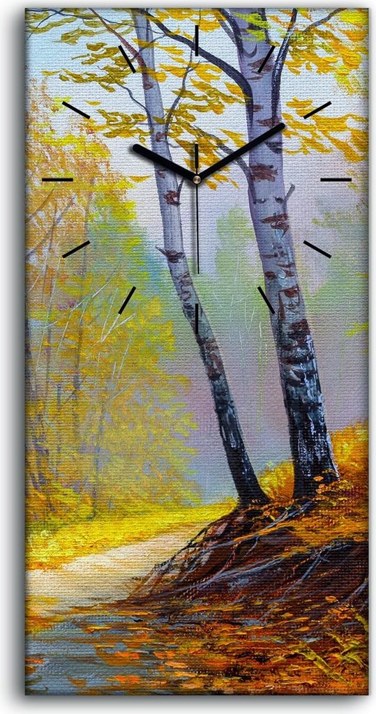 Dekor Leinwand Uhr Wandbilder 30x60 Landschafts Wälder Bäume Wald Herbst - schwarze Hände