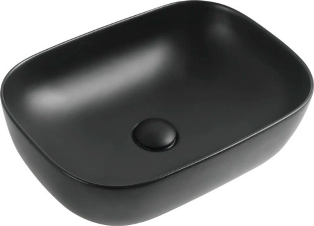 Jungborn Aufsatzwaschbecken FOUR 46,5 x 33 cm schwarz matt inkl. keramischen Ablaufventil
