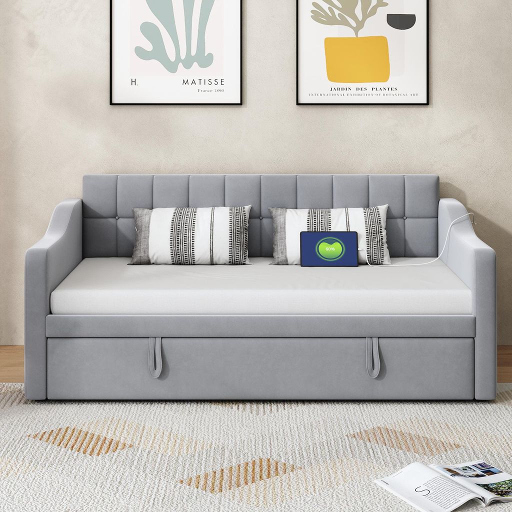 Flieks Tagesbett Schlafsofa 90x200cm mit Ausziehbett, Produktbild 