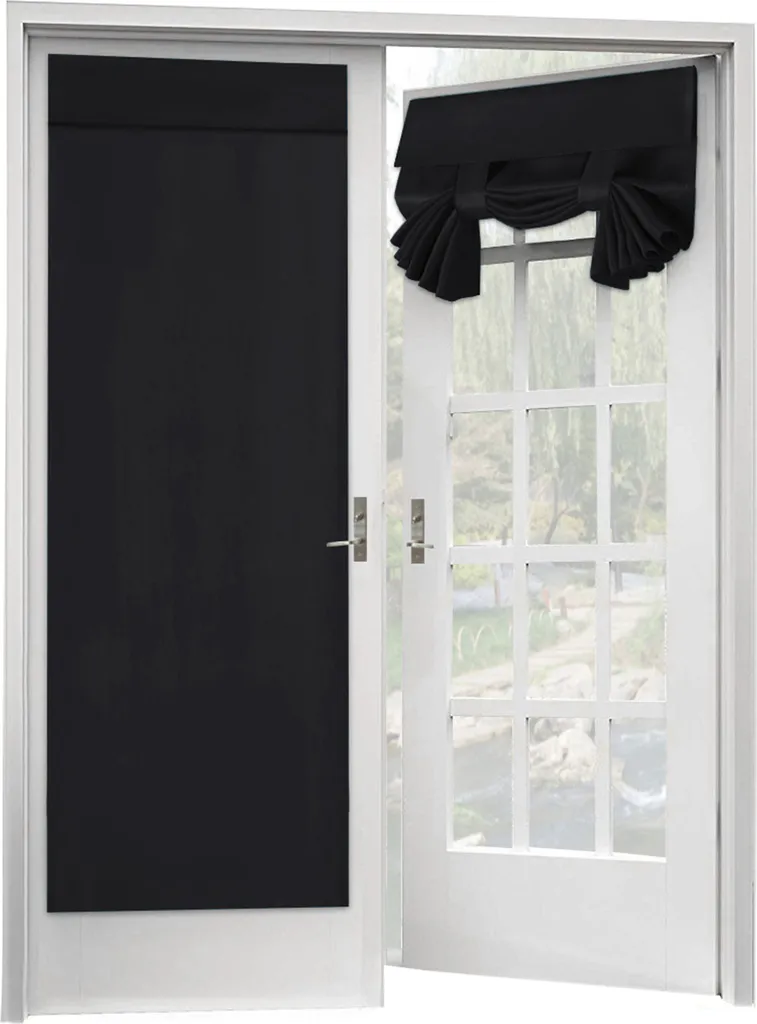 Paire de rideaux de porte occultants noirs à isolation thermique Tricia