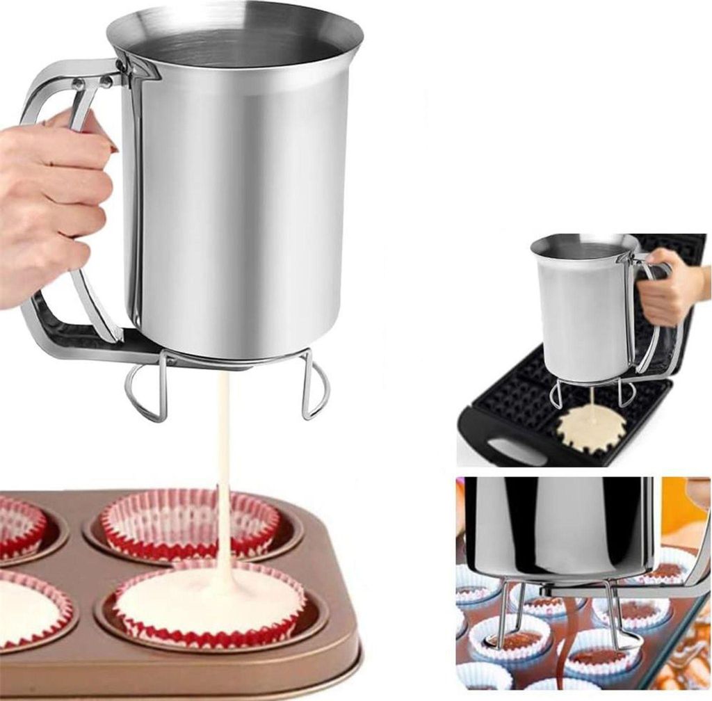 Teigspender Teigportionierer 800ml Teig Verteiler mit Deckel und Skala für Muffins Kleine Kuchen Pfannkuchen Cake Batter