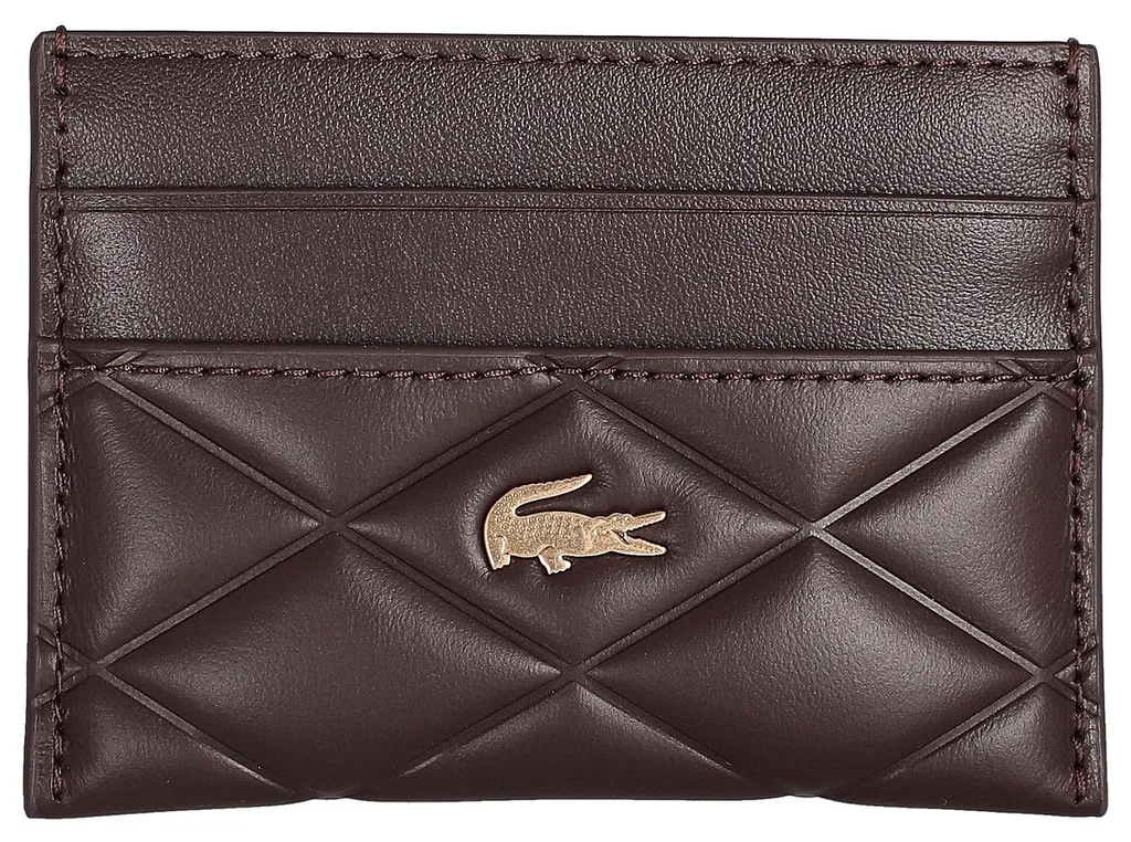 Portefeuille Lacoste Crocodelle 10,5 cm double compartiment cuir bordeaux