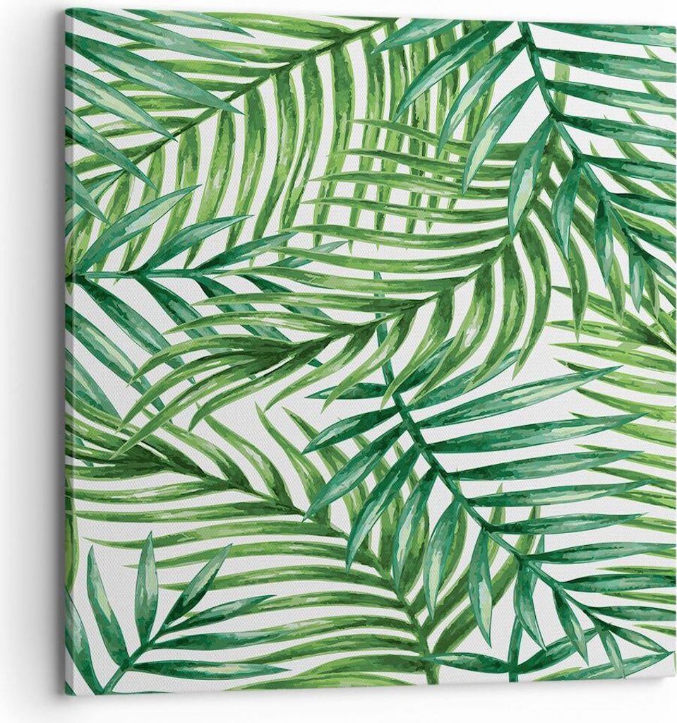 Bild auf Leinwand - Leinwandbild - Palme Blatt grün - 70x70cm - Wand Bild - Wanddeko - Wandbilder - Leinwanddruck - Bilder - Kunstdruck - Wanddeko...