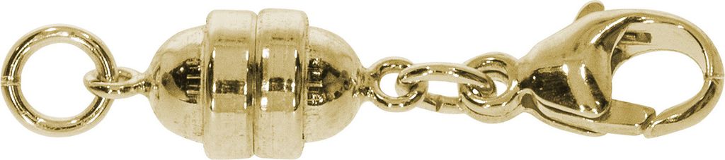 Magnetverschluss mit Karabiner, 11 mm, 925er Silber, vergoldet, für Ketten und Armbänder