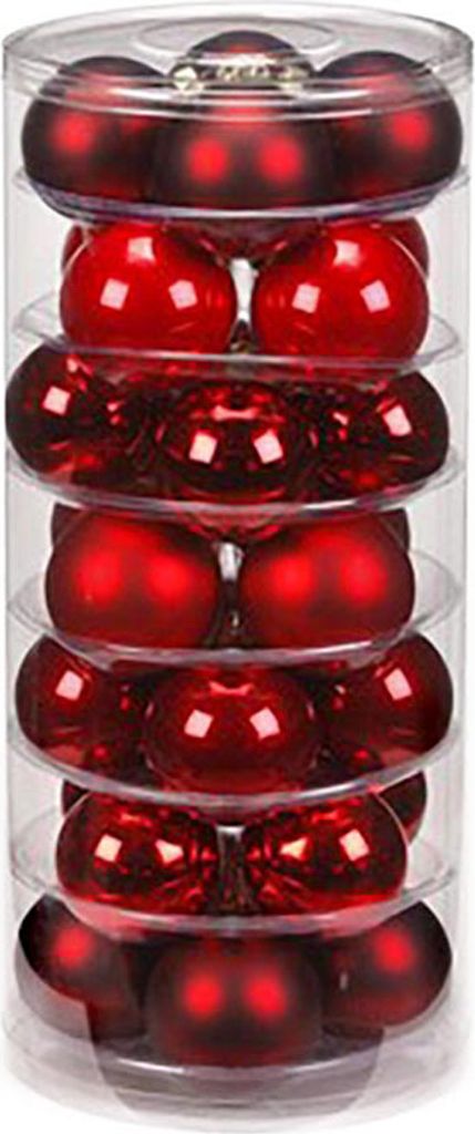 Weihnachtskugeln Ruby Red | Ø 6 cm | 20 Stück | Glas | Glänzend & matt