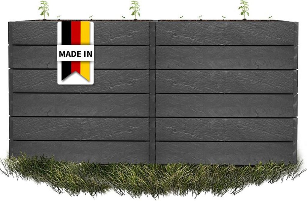 GARANTIA ERGO QUADRO 2 L 75 Hochbeet Stone, inkl. FLORA Wassersparsystem