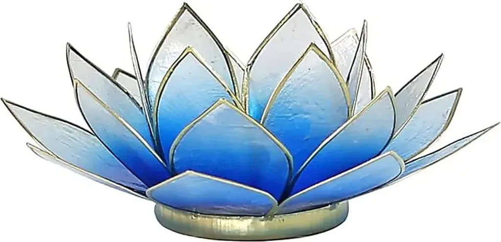 Petit Objet Déco Lotus Bleu 13,5 cm - Pour Illuminer un Espace Sombre