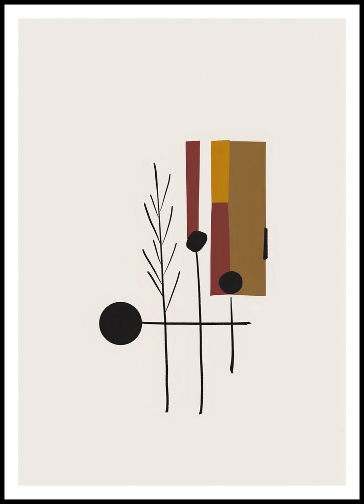 Plakat 70x100cm Schwarz Linienstämmige Zweige