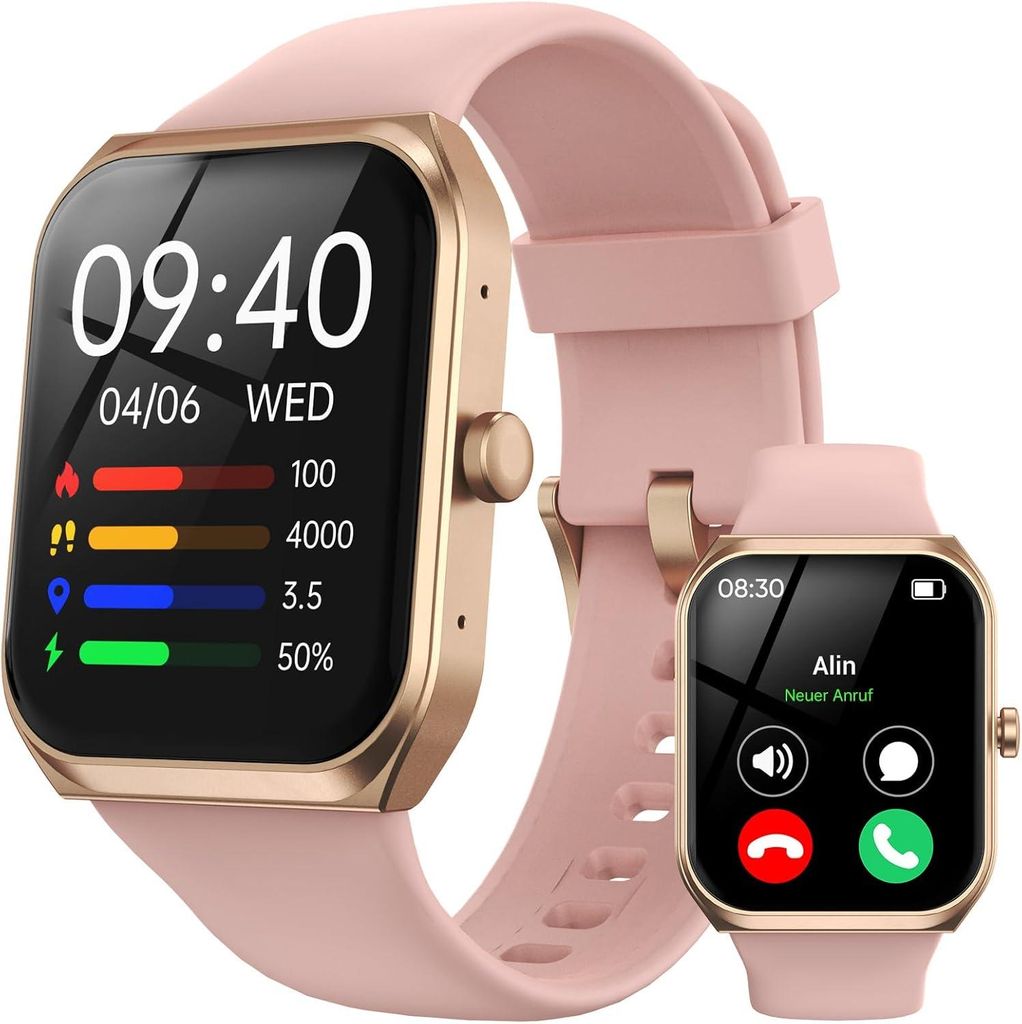 TUYOMA Damen Smartwatch mit Telefonfunktion 1.91" Touchscreen 112 Sportmodi IP68 wasserdicht 24h Herzfrequenz Schlaf & SpO2 Monitor