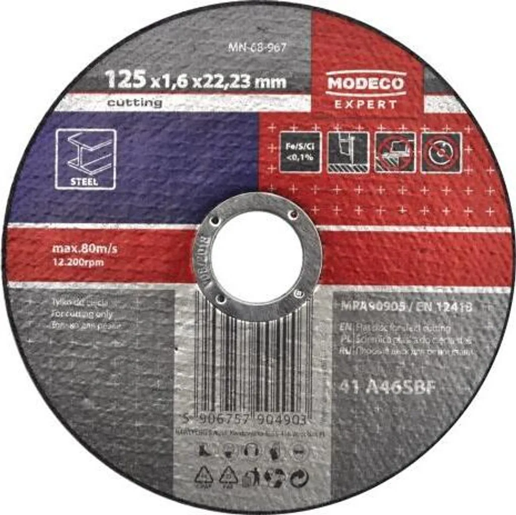 Disque de coupe fin pour acier et métal 125mm plat série MN-68-962