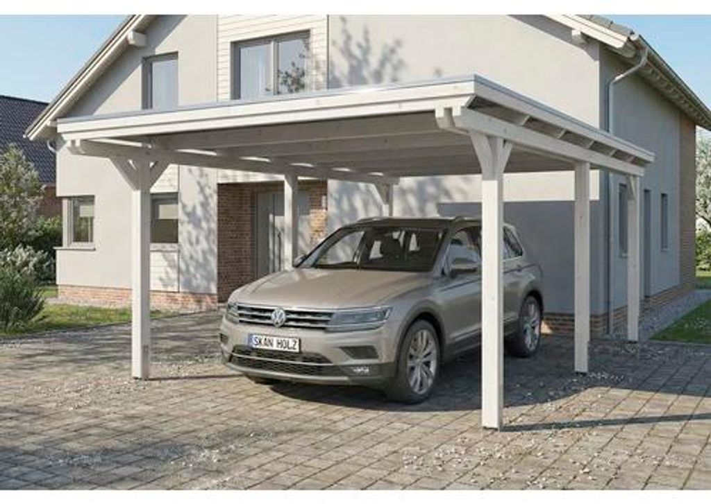 Einzelcarport SKAN HOLZ Emsland inkl. Pfostenanker 402 x 604 cm weiß