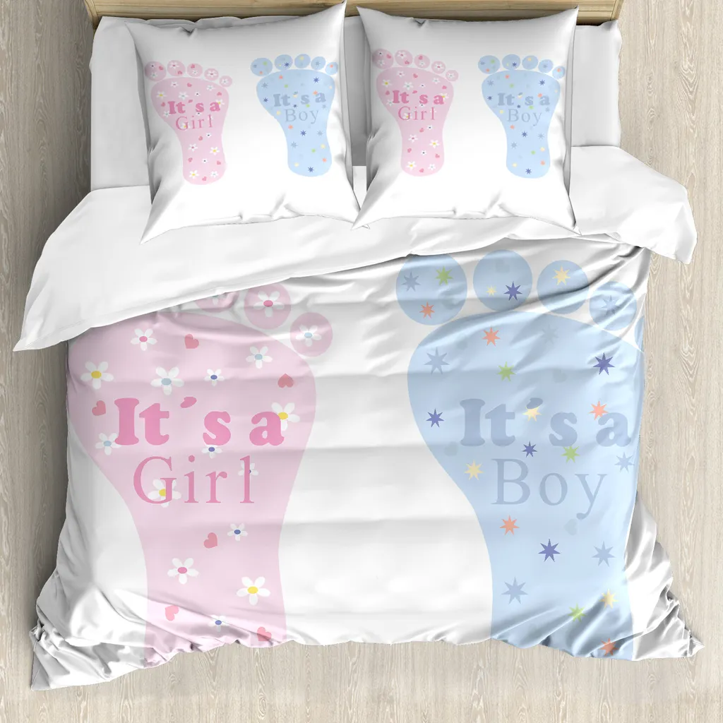 ABAKUHAUS Copripiumino matrimoniale, motivo Blooms, antiacaro, adatto a chi soffre di allergie, con federe, 155 cm x 220 cm - 80 x 80 cm, azzurro e rosa